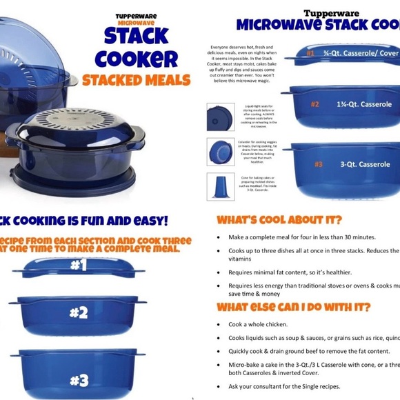 Tupperware Blue Steamer Stack Cooker Set - Picture 2 of 5
